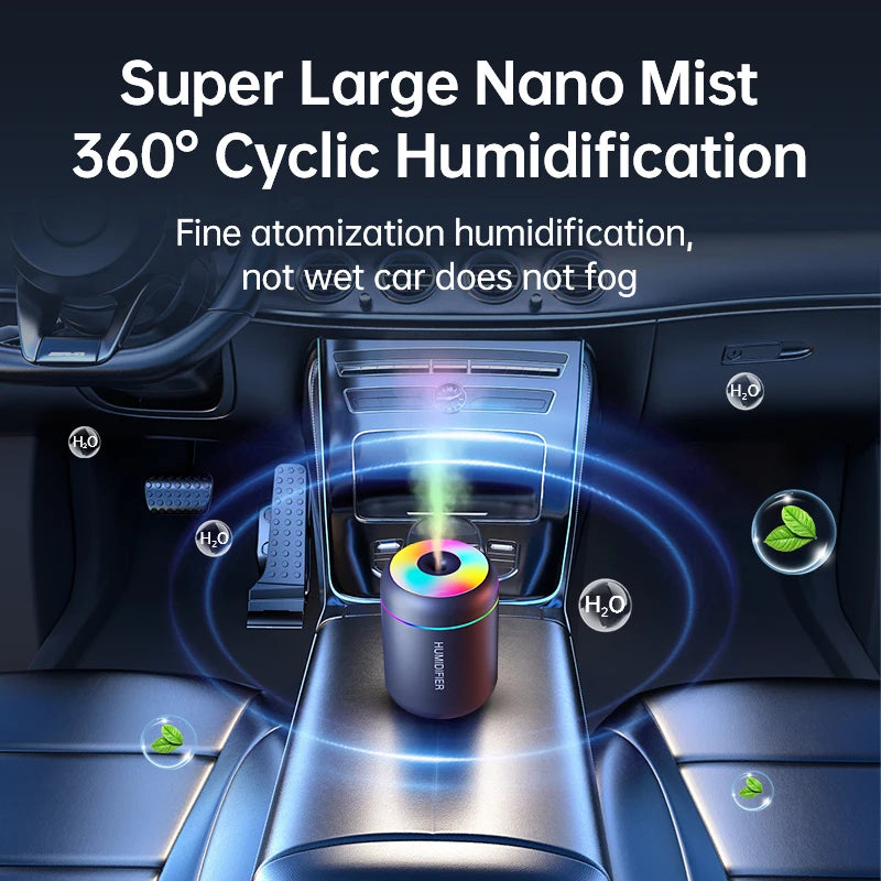 Mini Umidificador de Ar USB Elétrico de 180ml com Difusor de Aromas, Purificador de Óleos Essenciais e Luzes para Aromaterapia em Carro, Casa e Quarto