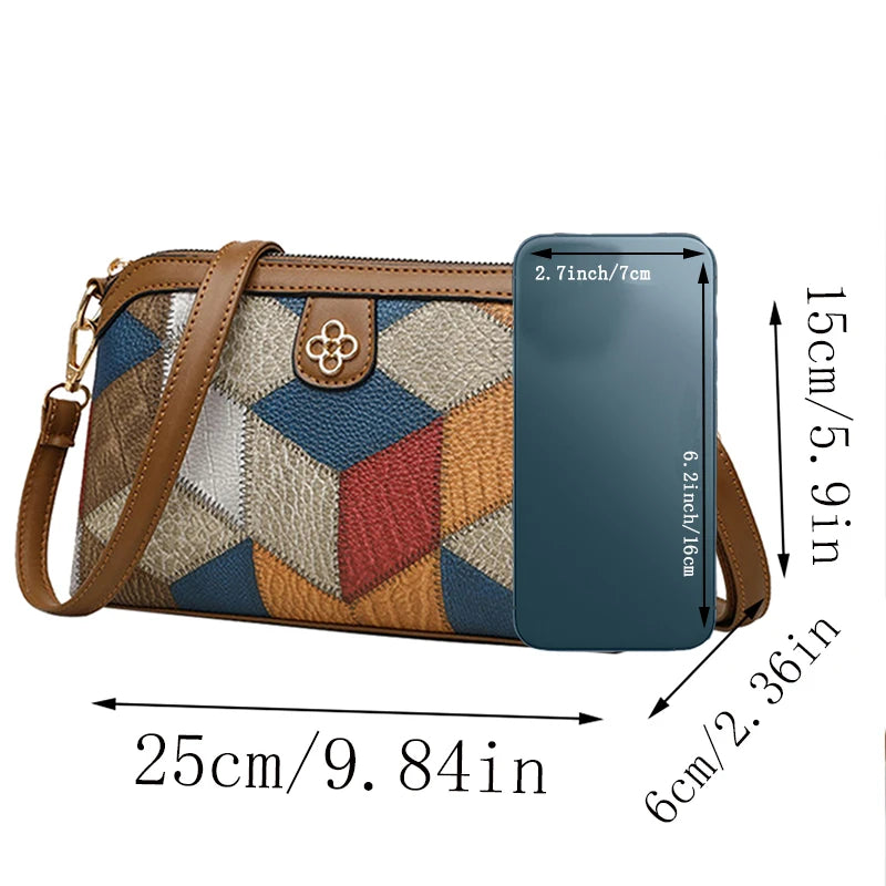 Mochila de estilo neutro para homens e mulheres, bolsa transversal, bolsa de ombro única de tamanho pequeno com estilo étnico, combinação de cores