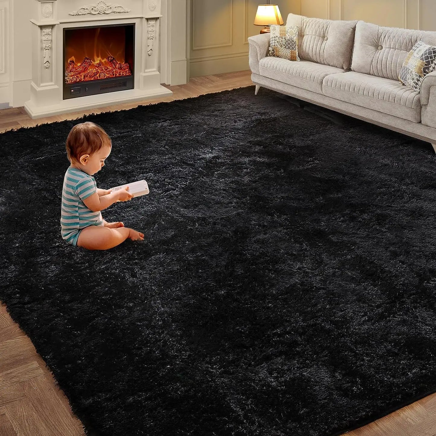 Tapete de Pelúcia  Decoração para Sala de Estar Tapete Macio e Fofo para Casa Quarto Infantil Tapete Antiderrapante