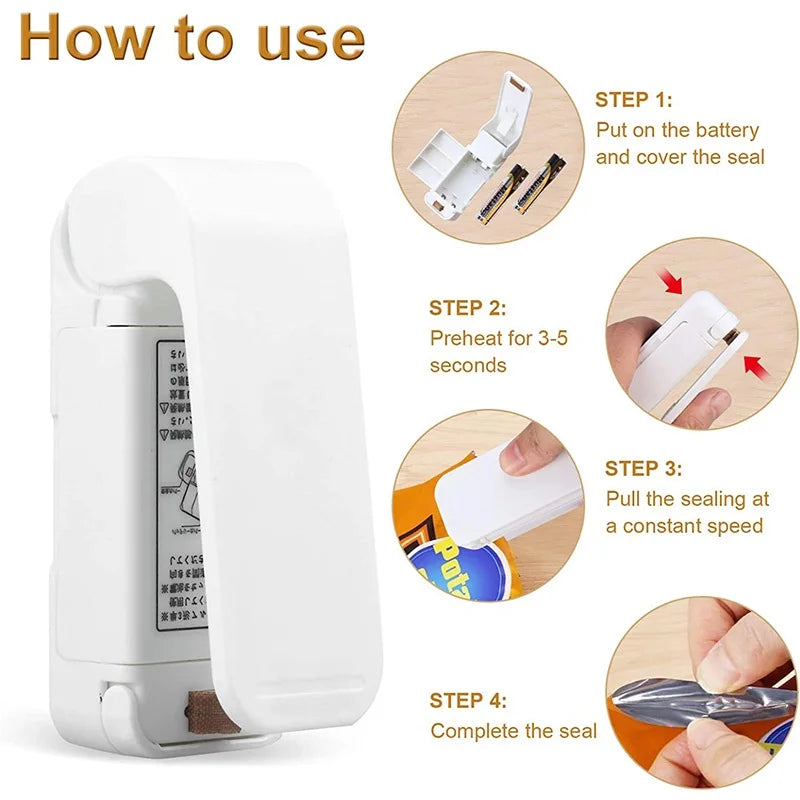 Mini seladora de sacos térmicos para alimentos.