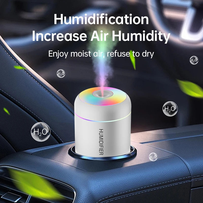 Mini Umidificador de Ar USB Elétrico de 180ml com Difusor de Aromas, Purificador de Óleos Essenciais e Luzes para Aromaterapia em Carro, Casa e Quarto