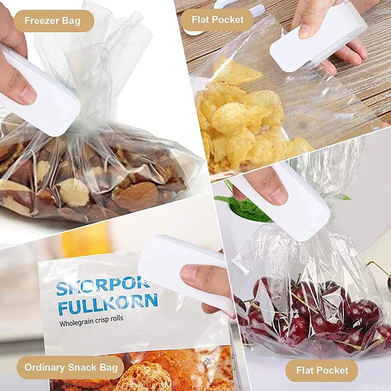Mini seladora de sacos térmicos para alimentos.