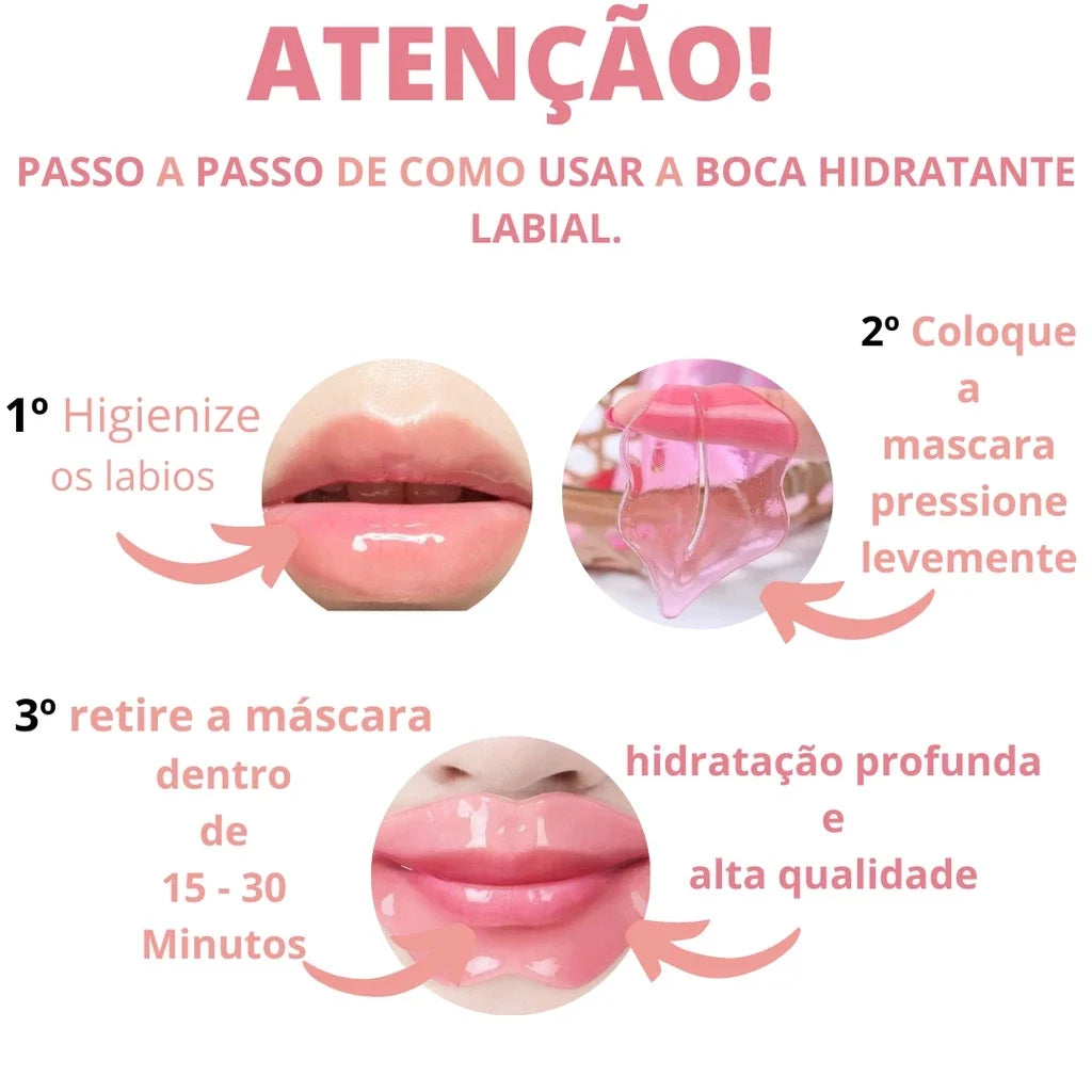Kit de 10 Máscaras Labiais de Colágeno Cristal Hidratante - Hidratação Profunda