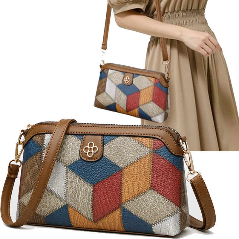 Mochila de estilo neutro para homens e mulheres, bolsa transversal, bolsa de ombro única de tamanho pequeno com estilo étnico, combinação de cores